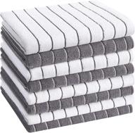 премиум микрофибровые кухонные полотенца: супер мягкие и впитывающие полотенца для посуды, упаковка из 8 штук, 18 x 26 дюймов, серый и белый - hyer kitchen логотип