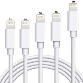 img 3 attached to 📱 SHARLLEN iPhone Charger Cable 5-Pack with Fast Charging - 3ft/3ft/6ft/6ft/9ft Lengths - Compatible with iPhone, iPad, iPod - White