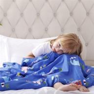 🦕 rokduk kids weighted blanket duvet cover - 41 x 60in, 1200tc, soft egyptian cotton, light blue dinosaur print logo