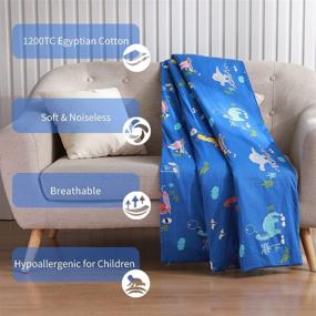 img 2 attached to 🦕 ROKDUK Kids Weighted Blanket Duvet Cover - 41 x 60in, 1200TC, Soft Egyptian Cotton, Light Blue Dinosaur Print