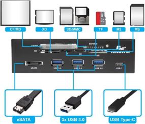 img 1 attached to 🖥️ Kingwin Powered USB Hub 3.0 with USB-C Port, SD & Micro SD Card Readers - High-Speed Data Transfer up to 5Gbps - 5.25" Computer Case Front Bay, Black (KW525-3U3CR)