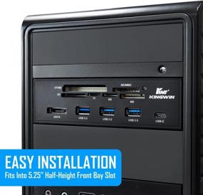 img 3 attached to 🖥️ Kingwin Powered USB Hub 3.0 with USB-C Port, SD & Micro SD Card Readers - High-Speed Data Transfer up to 5Gbps - 5.25" Computer Case Front Bay, Black (KW525-3U3CR)