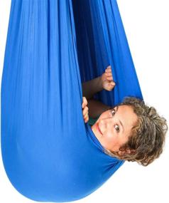 img 1 attached to 🌈 X-Large Therapy Swing - DreamGYM Sensory Swing - 95% Cotton - Blue Compression Swing for Autism, Sensory Processing Disorder (SPD), Anxiety - Hardware Included