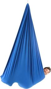 img 3 attached to 🌈 X-Large Therapy Swing - DreamGYM Sensory Swing - 95% Cotton - Blue Compression Swing for Autism, Sensory Processing Disorder (SPD), Anxiety - Hardware Included