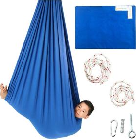 img 4 attached to 🌈 X-Large Therapy Swing - DreamGYM Sensory Swing - 95% Cotton - Blue Compression Swing for Autism, Sensory Processing Disorder (SPD), Anxiety - Hardware Included