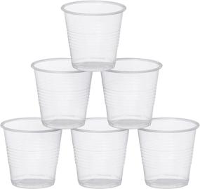 img 3 attached to 🥤 100-Pack 3.5 oz Disposable Clear Plastic Cups for Parties, Events, Weddings, and Kids - Snack and Drink Size - Recyclable Drinkware for Tea, Soda, Water, Juice, Milk