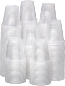 img 1 attached to 🥤 100-Pack 3.5 oz Disposable Clear Plastic Cups for Parties, Events, Weddings, and Kids - Snack and Drink Size - Recyclable Drinkware for Tea, Soda, Water, Juice, Milk