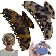 💪 get a strong hold on thick hair! discover our 4.5 inch big hair claw clips - tortoise shell nonslip large claw clip for women with french design leopard print logo