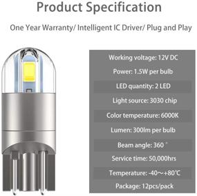 img 1 attached to Dome Map, License Plate & Trunk Tail Light T10 194 Bulbs - 12pcs, Super Bright White LED 2825 W5W 175 168 Bulb for Enhanced Visibility