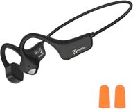 9 digital n1 open ear bone conduction headphones with mic - wireless earbuds bluetooth 5.0 sports headset sweatproof for running, bicycling, hiking, yoga - black logo
