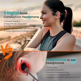 img 1 attached to 9 Digital N1 Open Ear Bone Conduction Headphones with Mic - Wireless Earbuds Bluetooth 5.0 Sports Headset Sweatproof for Running, Bicycling, Hiking, Yoga - Black