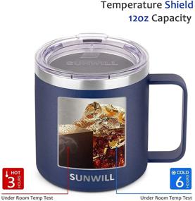 img 2 attached to ☕ SUNWILL Coffee Mug Tumbler, 12oz Vacuum Insulated Camping Mug with Lid and Handle, Double Wall Stainless Steel Reusable Coffee Cup, Navy Blue Powder Coated