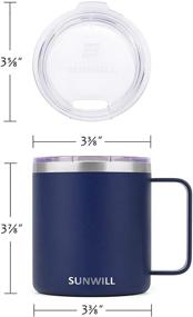 img 1 attached to ☕ SUNWILL Coffee Mug Tumbler, 12oz Vacuum Insulated Camping Mug with Lid and Handle, Double Wall Stainless Steel Reusable Coffee Cup, Navy Blue Powder Coated