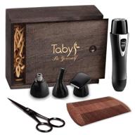 🧔 complete mustache grooming kit: styling & trimming set for men - wooden comb, facial nose & ear trimmer, beard & mustache scissors logo