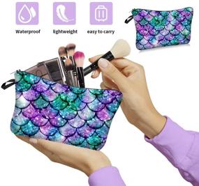 img 2 attached to 🧜 Vibrant Glowing Mermaid Cosmetic Bag - Travel-friendly Makeup Pouch for Women and Girls