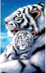 img 4 attached to 🐯✨ 5D Diamond DIY Full Drill Painting Kit - White Tiger Mother and Child Under Moonlight Starry Sky - Handmade Home Decor Embroidery - Cross Stitch - Multicolor - 30x45cm
