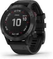 📟 garmin fenix 6 pro - multisport gps watch with mapping, music, grade-adjusted pace guidance, and pulse ox sensors (black) logo