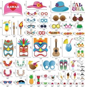 img 2 attached to 🌺 60-Piece Luau Photo Booth Props - Hawaiian Tropical Tiki Summer Pool Party Decorations Supplies (Assembly Required)