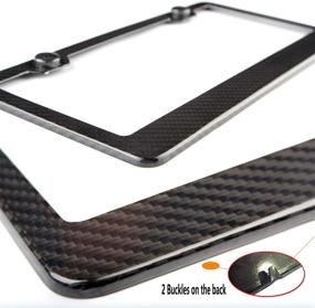 img 3 attached to AOOTF Real Carbon Fiber License Plate Frame with Black Gloss Finish - 1 Piece, 2-Hole Design, Car Tag Aluminum Frame and Stainless Steel Screws, Carbon Fiber Pattern Caps and Anti-Rattle Foam Pad