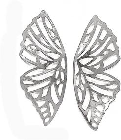 img 3 attached to 🦋 Fashion Hollow Big Butterfly Dangle Earrings - Exaggerated Gold Wings, Personality Stud Earrings for Women & Girls