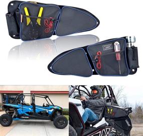 img 4 attached to 🔵 Сумки для дверей RZR Accessories: набор сумок для Polaris RZR XP Turbo Turbo S 1000 S900 от Goldfire Offroad для передней боковой части sxs (с голубой обтяжкой) - эффективное решение для хранения.