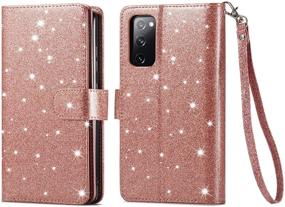 img 2 attached to 📱 Varikke Samsung S20 FE Wallet Case, Card Holder & Detachable Magnetic Cover & Kickstand & Lanyard Strap Glitter PU Leather Flip Case for Galaxy S20 FE 5G, Rose Gold