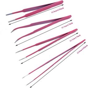img 3 attached to 💅 LAKYTION 4-Piece Stainless Steel Tweezers Set with Straight and Curved Tips – Professional Nipper Tools for Nail Art Sticker Application, Complete with Flannel Bag