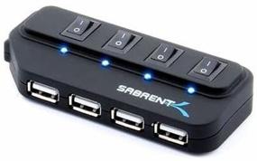 img 2 attached to 🔌 Sabrent 4 Портовый USB 2.0 Хаб: Усовершенствован с Индивидуальными Выключателями Питания и Индикаторами LED для Максимальной Удобности