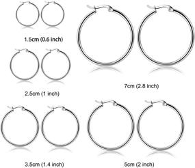 img 2 attached to ✨ Royal Amoyy 5-Pair Titanium Hoop Earrings Set: Hypoallergenic Circle Earrings for Women and Girls in Silver (Colorful/Black/Gold/Rose Gold)