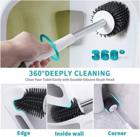 img 3 attached to 🚽 Premium Toilet Bowl Cleaner Set - Anti-Rust Aluminum Handle, Silicone Bristle Head, and Soft Brush for Gentle Bathroom Cleaning - No Scratches, White