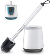 🚽 premium toilet bowl cleaner set - anti-rust aluminum handle, silicone bristle head, and soft brush for gentle bathroom cleaning - no scratches, white logo