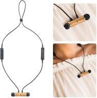 🎧 bamboo wood bluetooth headphones: magnetic wood earbuds for on-the-go wear, necklace style by reveal shop - stylish wireless in-ear earphones with mic & volume control for men & women logo