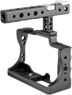 📷 enhance stability & versatility: aluminum video camera cage stabilizer for canon eos m50 with top handle grip & multiple mounting options logo