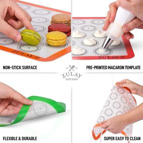 img 1 attached to Zulay Silicone Baking Mat Set - Pre-printed Macaron Template Design - Non Stick & Reusable - 2 Half Size + 2 Quarter Size