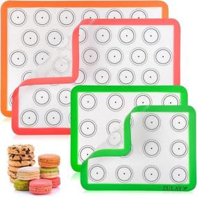 img 4 attached to Zulay Silicone Baking Mat Set - Pre-printed Macaron Template Design - Non Stick & Reusable - 2 Half Size + 2 Quarter Size