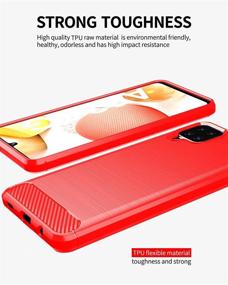 img 2 attached to 📱 Samsung A12 Case with HD Screen Protector - Red Brushed TPU | Shock-Absorption Soft Rubber Protective Cover for Galaxy A12