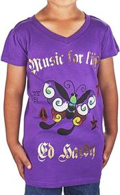 img 2 attached to Purple Ed Hardy Butterfly V-Neck T-Shirt for Toddlers