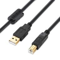 высокоскоростной 30-футовый usb-кабель для принтера hp, canon, lexmark, epson, dell, xerox, samsung и других - тип a мужской к b мужской принтер-сканерный кабель (черный) логотип