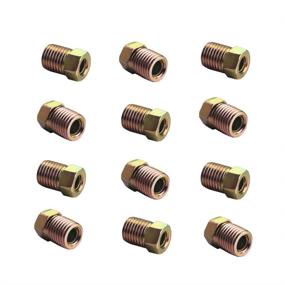 img 3 attached to 🔩 Прочная гайка DEWHEL 12PCS 3/8-24 с золотистым цинковым покрытием для трубки с обратной фланцевой резьбой 3/16 из стальной линии тормозной системы.