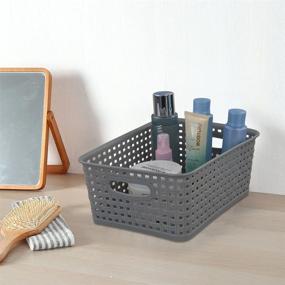 img 2 attached to 📦 Wekioger Gray Plastic Storage Baskets with Handles - Set of 6: Organize with Ease