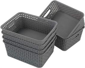 img 4 attached to 📦 Wekioger Gray Plastic Storage Baskets with Handles - Set of 6: Organize with Ease