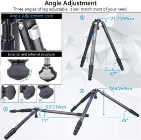 img 1 attached to 📷 Карбоновый штатив Bowl Tripod для камеры и видео 77" + 65 мм Fastbowl & Центральная колонна ARTCISE AS80C+EC2 Профессиональный штатив для DSLR-камеры, выдерживающий нагрузку до 44 фунтов