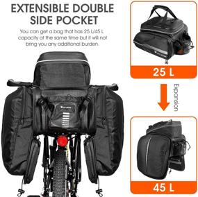 img 2 attached to 🚴 Versatile West Biking Bike Rack Bag: Waterproof Pannier & Trunk Bag with Bottle Holder - 25L/45L Option, Rain Cover Included for Outdoor Cycling