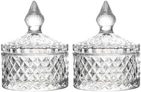 img 4 attached to 🍬 SNGU Transparent Crystal Jar with Crystal Lid, Versatile Sugar Bowl – Decorative Candy Jar, Candy Bowl, Cookie Tin, Biscuit Barrel (Set of 2)