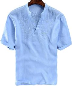 img 4 attached to 👔 Stylish Utcoco Button V Neck Embroidery X Large Men's Shirts - Perfect for Fashion-forward Gentlemen!