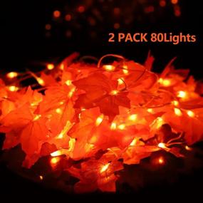 img 3 attached to Ciaell 2Pack Thanksgiving Maple Leaves String Lights - 80 LED Lights 29ft 8 Modes - Fall Lights with Waterproof Battery Box for Thanksgiving Decorations