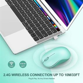 img 1 attached to 🖥️ Мышка с двумя режимами Mint Green Dual Mode Bluetooth с USB-ресивером, 2.4G Bluetooth 5.0+USB беспроводная мышка, эргономичный дизайн для ноутбука, iPad, MacOS, ПК, Windows, Android.