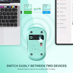 img 3 attached to 🖥️ Мышка с двумя режимами Mint Green Dual Mode Bluetooth с USB-ресивером, 2.4G Bluetooth 5.0+USB беспроводная мышка, эргономичный дизайн для ноутбука, iPad, MacOS, ПК, Windows, Android.