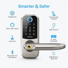 img 3 attached to 🔒 Top-rated [2021 Newest] Smart Lock SMONET: Keyless Entry Fingerprint Door Lock with Bluetooth & Alexa Compatibility, Reversible Handle, eKey, IC Card, App Auto Lock – Ideal for Home, Hotel, Office