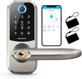 img 4 attached to 🔒 Top-rated [2021 Newest] Smart Lock SMONET: Keyless Entry Fingerprint Door Lock with Bluetooth & Alexa Compatibility, Reversible Handle, eKey, IC Card, App Auto Lock – Ideal for Home, Hotel, Office